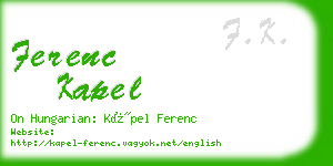 ferenc kapel business card